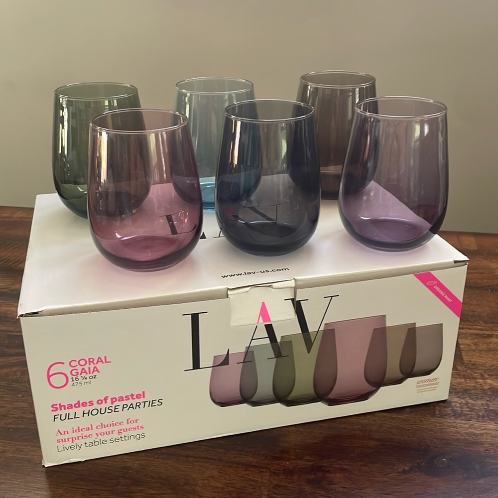 Gaia 6 Set of Colored Wine glasses by Lav